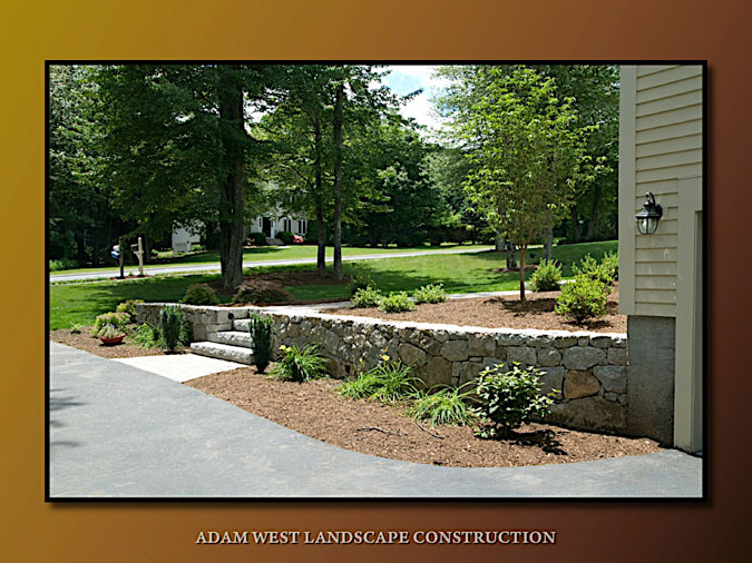 Blasted granite wall and granite steps
