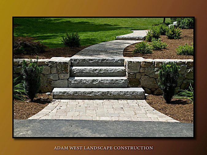Blasted granite wall and granite steps