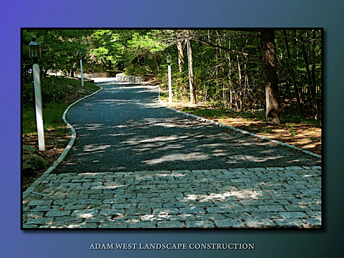 Granite steps & cobblestone drive