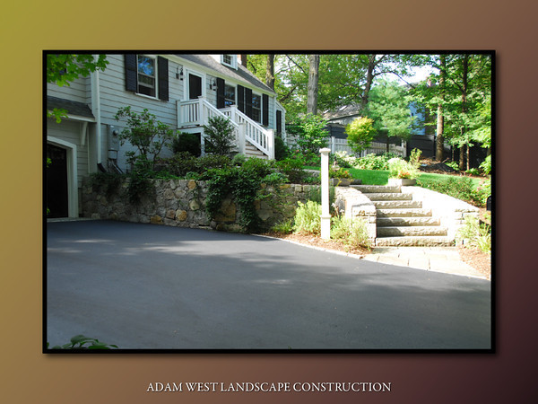 Blasted granite wall and steps