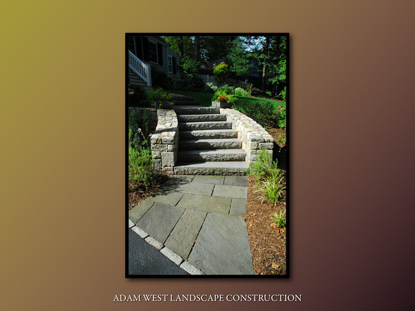 Blasted granite wall and steps