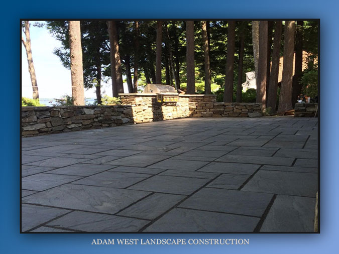Stone wall and granite steps